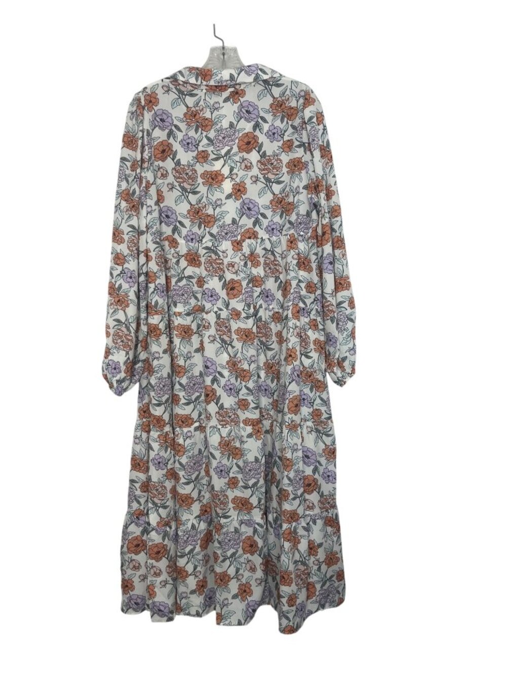 Dokotoo Floral Long Sleeve Maxi Dress Boho Large White Orange New - Picture 3 of 13